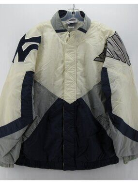 VINTAGE New York Yankees Jacket Large White Apex One Spell Out 90s *